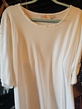 Quacker Factory Ivory Pearl-Trim Tunic